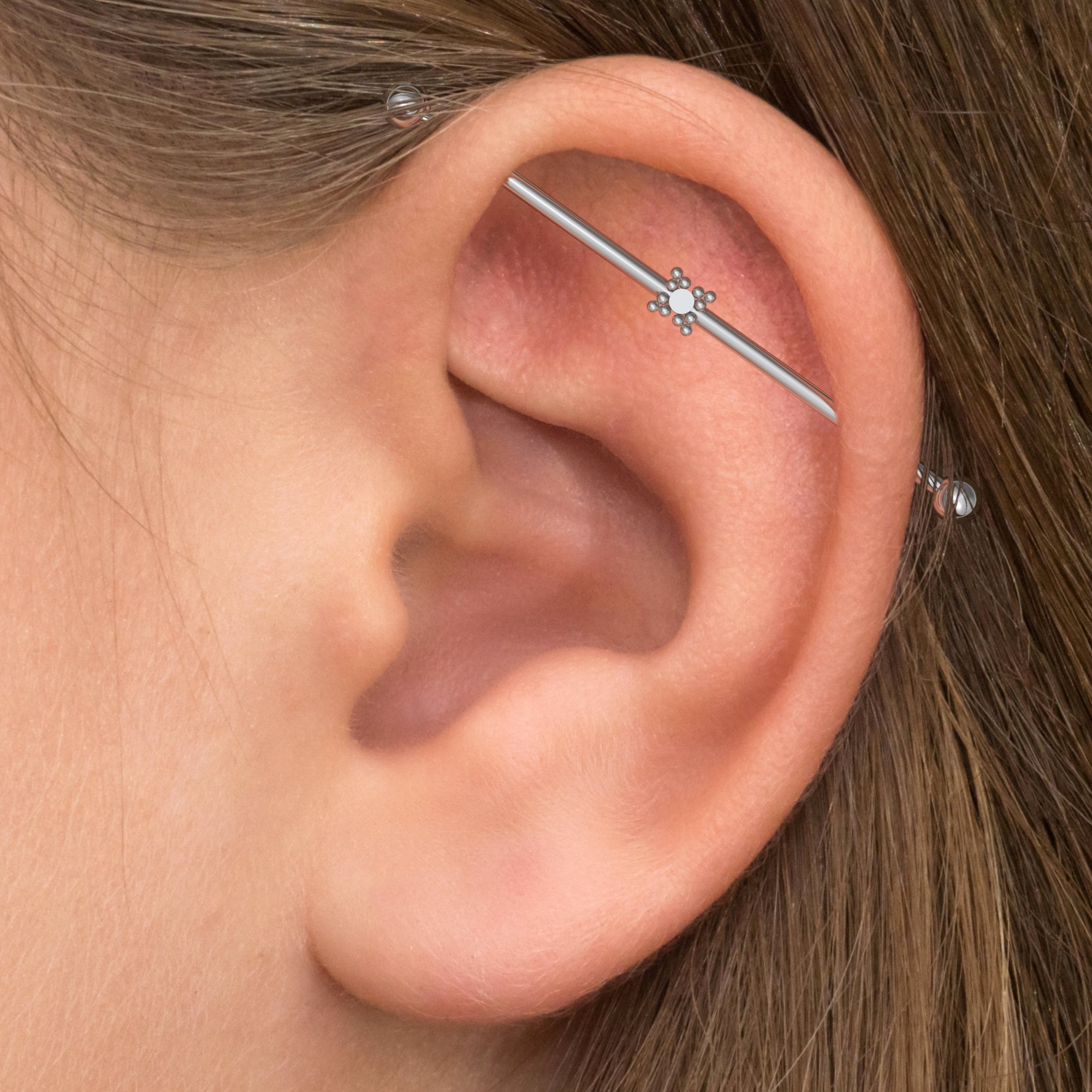 DJCIW Industrial Piercing Kit with 14G Industrial Barbell 316L