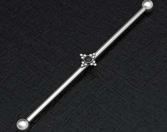 Onyx Industrial Jewelry Surgical Steel, Industrial Barbell, Industrial Piercing Jewelry, Scaffold Earring, Straight Barbell Piercing 14g