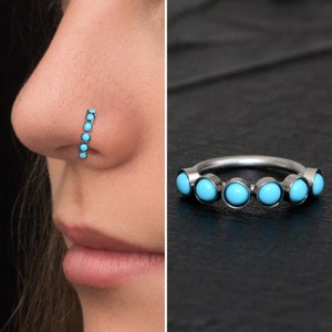 Nose Piercing Surgical Steel, Turquoise Nose Earring, Nose Hoop, Nostril Piercing, Nose Ring, Nose Jewelry, Nostril Jewelry 22g 20g 18g