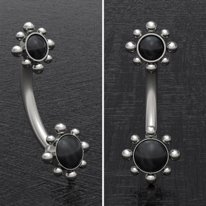 Titan Bauch Barbell, Onyx Bauchnabel Schmuck, Nabel Ring, Bauch Schmuck, Curved Barbell Schmuck, Piercing Schmuck 16g-14g