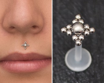 Medusa Lip Ring Bioflex, Lip Jewelry 16g, Monroe Piercing Jewelry, Philtrum Labret Piercing, Flat Back Stud, Lip Piercing