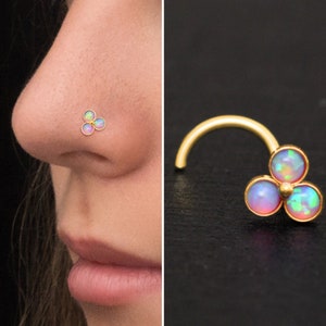 Opal Nose Stud Ring Surgical Steel, Nose Bone, Nose Screw Stud, Nose Earring, Nose Pin, Nose Piercing, Nostril Ring 22g 20g 18g 16g