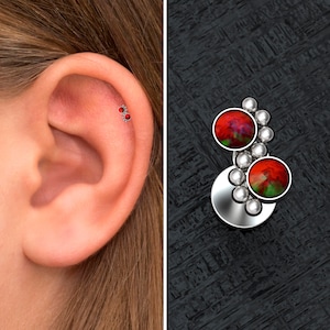 Opal Forward Helix Earring Surgical Steel, Tragus Stud, Cartilage Stud, Conch Earring, Tragus Ring, Labret Stud Earring, Conch Ring