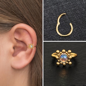 Piercing pour conque en acier chirurgical, cerceau de tragus CZ, boucle d'oreille pour cartilage, anneau à hélice vers l'avant, cliquetis de tour, cerceau de cliquetis, anneau de tragus
