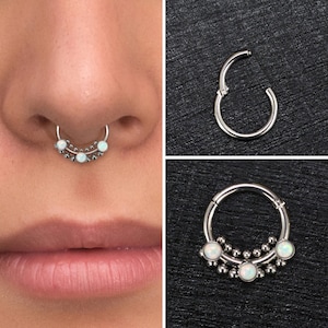 Titan Septum Ring Clicker Ohrring, Opal Daith Ohrring Implant Grade, Septum Schmuck, Septum Clicker Hoop, Daith Piercing, Daith Ring
