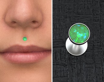 Opal Lip Labret, Medusa Piercing Surgical Steel, Labret Jewelry, Medusa Labret Earring, Monroe Lip Ring, Philtrum Jewelry, Lip Stud