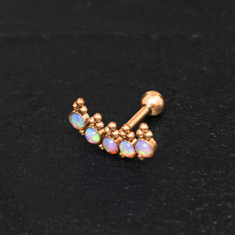 Opal Helix Curved Barbell Earring Helix Piercing Surgical Etsy