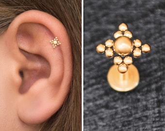 Pendiente de hélice delantera de acero quirúrgico, pendiente de caracola, perno de tragus, perforación de cartílago, perforación de tragus, pendiente de perno labret