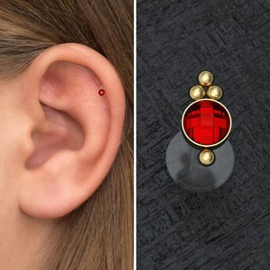 CZ Tragus Earring Bioflex, Flat Back Cartilage Earring Stud, Conch Stud, Forward Helix Jewelry, Tragus Ring, Labret Piercing