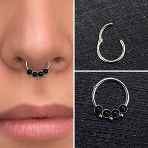 Septum-Ring, Titan-Implantatqualität, Onyx-Daith-Schmuck, Septum-Schmuck, Daith-Ohrring, Septum-Clicker-Reifen, Daith-Piercing, Daith-Reifen