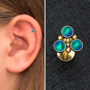 Surgical Steel Forward Helix Earring Stud, Opal Conch Earring, Tragus Stud, Cartilage Piercing, Tragus Piercing, Labret Stud Earring