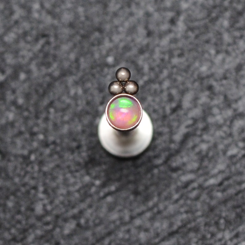 Titanium Flat Back Tragus Earring Opal Implant Grade | Etsy