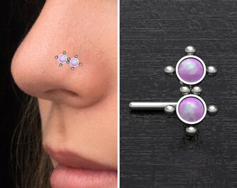 Nose Screw Stud Titanium Implant Grade, Opal Nose Stud Ring, Nose Bone, Nose Earring, Nose Pin, Nose Piercing 22g 20g 18g 16g