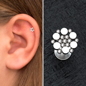Tragus Earring Surgical Steel, Flat Back Cartilage Earring Stud, Conch Stud, Forward Helix Jewelry, Tragus Ring, Labret Piercing