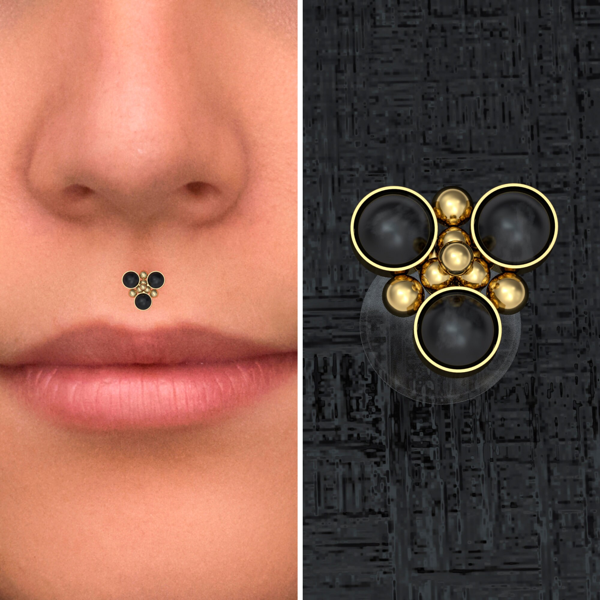 Onyx Lip Labret Medusa Piercing Bioflex Joyería Labret Etsy