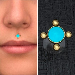 Bioflex Medusa Lip Piercing, Turquoise Lip Jewelry, Monroe Lip Stud 16g, Philtrum Piercing Jewelry, Labret Jewelry, Flat Back Stud