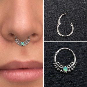 Titan Daith Ohrring, Opal Septum Ring, Daith Clicker Ohrring, Septum Hoop, Daith Schmuck, Septum Schmuck, Daith Ring