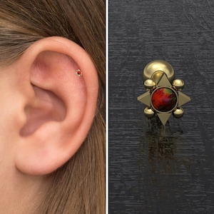 Surgical Steel Conch Barbell Opal, Tragus Earring, Forward Helix Earring, Tragus Barbell Piercing, Cartilage Bar, Forward Helix Stud