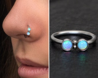 Chirurgenstahl Nase Hoop Opal, Nasenpiercing, Nasenring Hoop, Nasenschmuck, Nasenloch Piercing 22g 20g 18g, Nasenohrring, Nasenring Ring