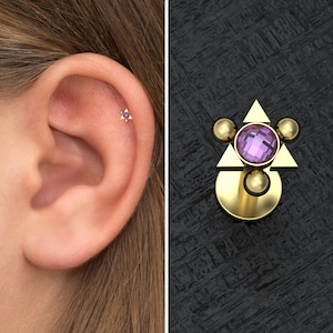 Surgical Steel Forward Helix Earring Stud, CZ Conch Earring, Tragus Stud, Cartilage Piercing, Tragus Piercing, Labret Stud Earring
