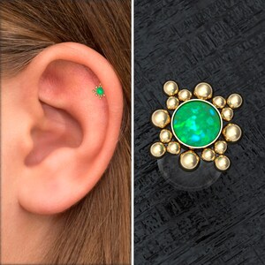 Bioflex Tragus Stud, Cartilage Ring Opal, Forward Helix Ring, Tragus Jewelry, Labret Earring, Cartilage Stud, Conch Piercing