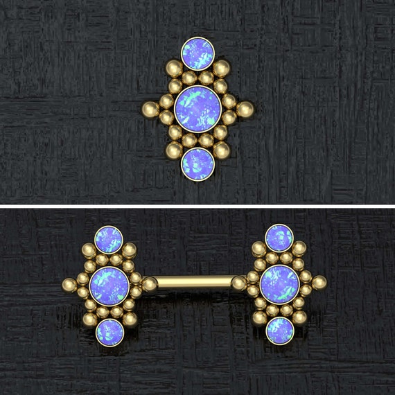 Opal nipple shop bar surgical steel
