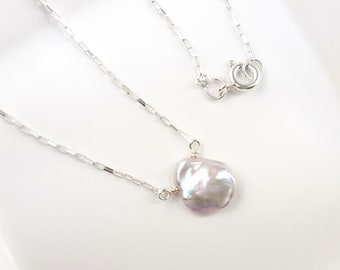 Sierlijke Keshi-parelketting enkele barokke parelketting Unieke parelsieraden bruidsmeisjes cadeau Echte parelketting juni Birthstone