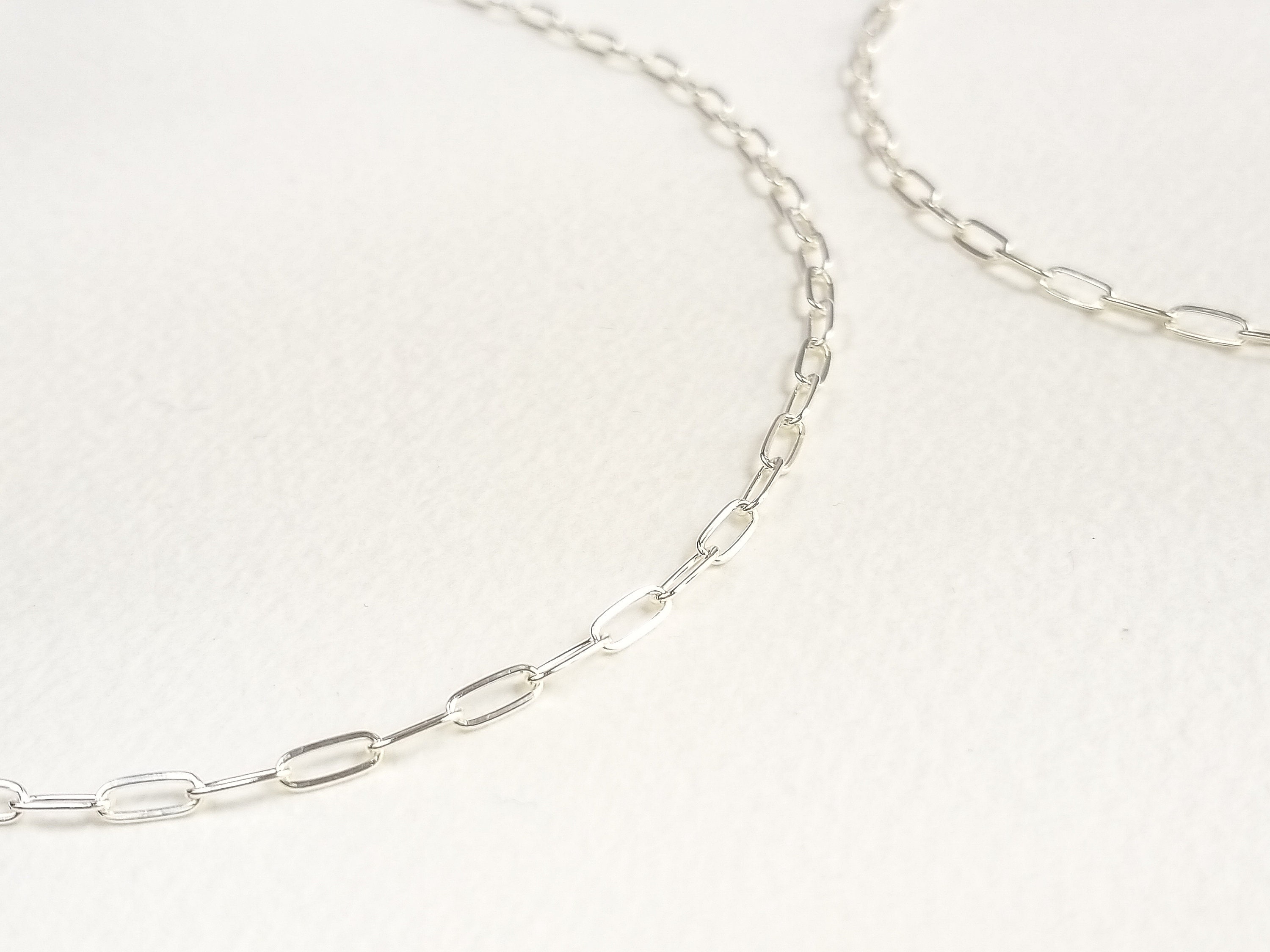 Oro And Argento Solid 925 Sterling Silver Paperclip Chain Necklace - Rectangle Link