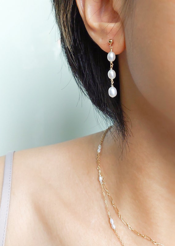 Ensemble Bijoux Or 14K Et Perles Blanches – Collier, Bracelet, Boucles D’oreilles, Neuf Avec étiquettes