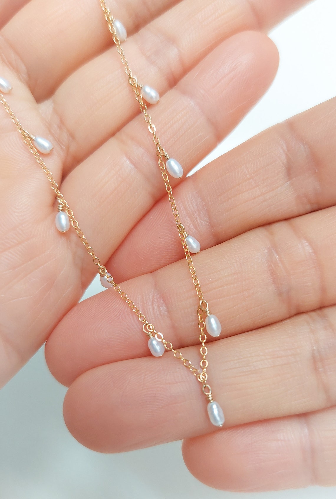 Susan Shaw Dainty Pearl Drop Necklace