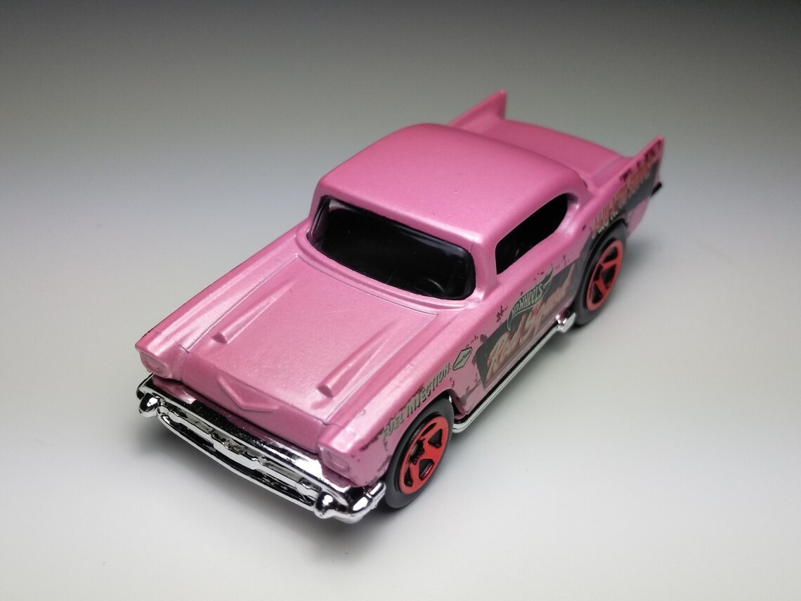 Hot wheels 57 Chevy Pink Custom plastic wheels | Etsy