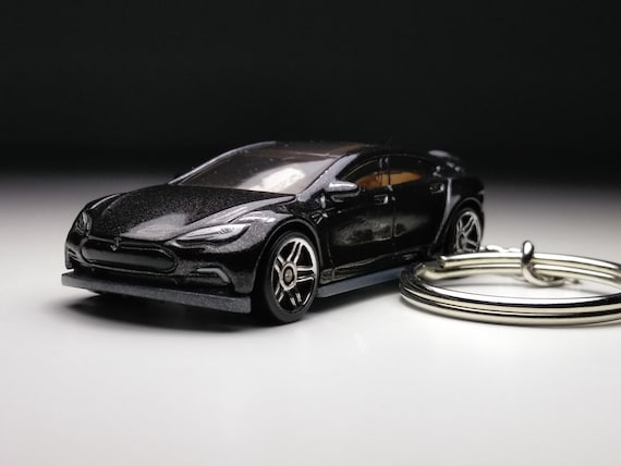 Tesla Model S Black Hot Wheels Keychain Etsy