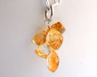 Citrine floral drops Pendant necklace in 925 sterling silver, Yellow Shade Gemstone, Pendant gift for mom, Citrine Dangle Earrings For Her