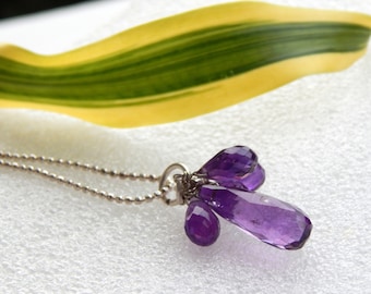 Amethyst Drop Pendant Necklace, Healing Natural Stone Pendant, Yoga Necklace, Natural Amethyst Purple Drop Floral Pendant, Gift For Birthday