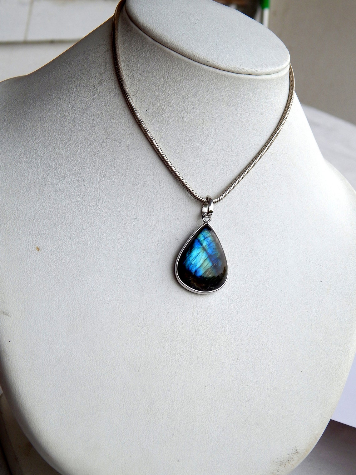 Labradorite Pendant Necklace in 925 Sterling Silver Valentines Etsy