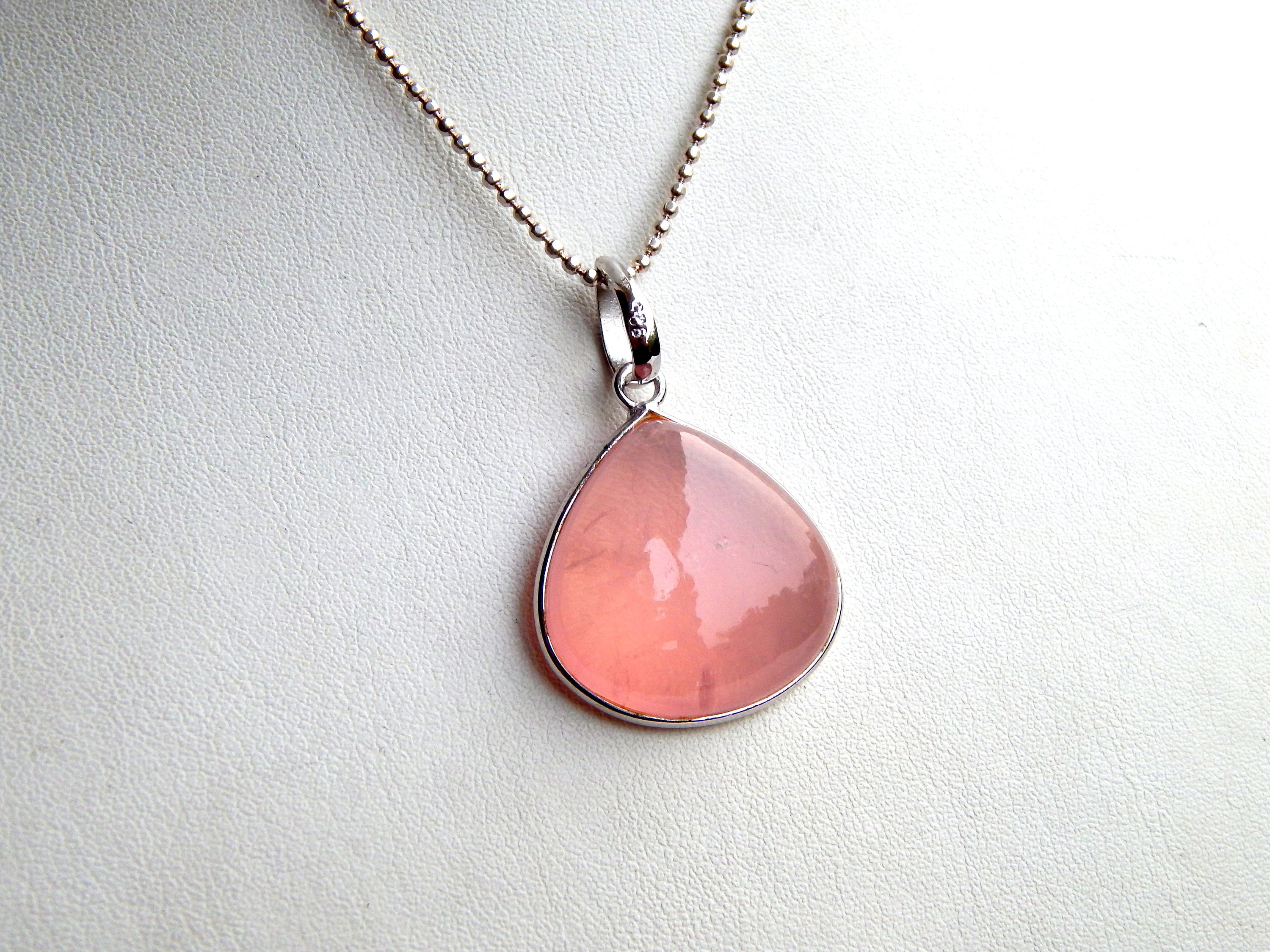Natural Rose Quartz Pendant necklace in 925 sterling silver Etsy