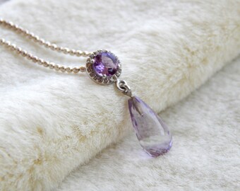 Amethyst Drop Pendant, 925 Sterling Silver Pendant Necklace, Natural African Amethyst Pendant, Gift For Mom, Birthday Gift For Mother