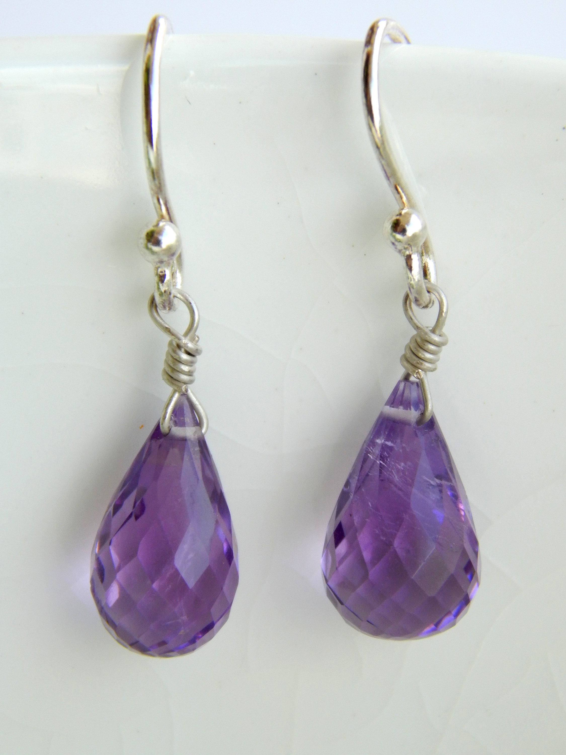 Amethyst Drop Earrings in 925 Sterling Silver Natural African Etsy UK