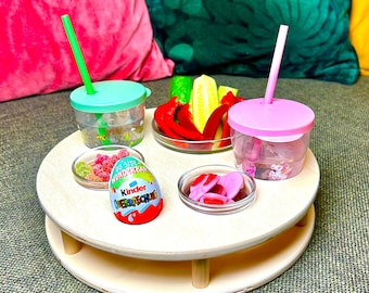 Couchbutler für Kinder | Rund l Snack Set | Nachobar | Couchbar | Snackbar | Sofabutler | Couchtablett | inkl. Schalen