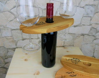 Wine Glass Holder Wine Caddy Gift Wooden Wine Butler Personalizable Gift for Wine Lovers Wooden Gift