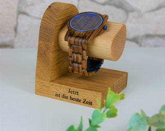 Uhrenstand Holz l Geschenk für Männer l Uhrenhalter Holz l personalisierbar l Uhr mit Gravur