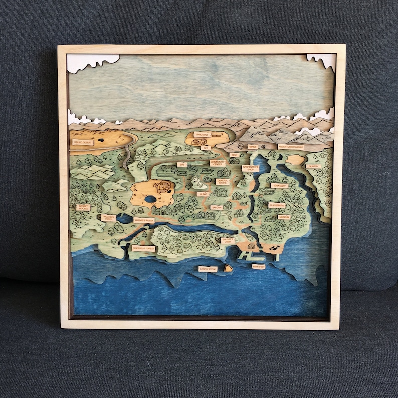 Stardew Valley Map 3D Game Map Fan Art Gift for Birthday - Etsy