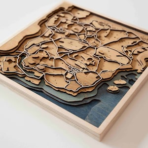 Miramar, carte du jeu, carte 3D, cadeau pour gamer, en bois fait main, jeu d'ordinateur fan art, cadeau de Noël petit ami