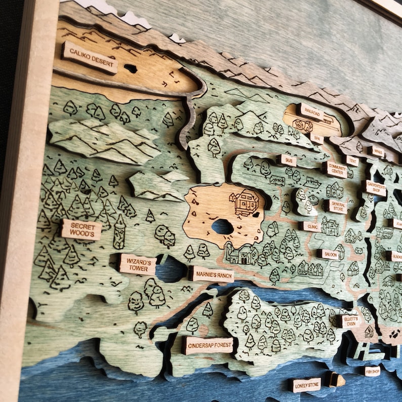 Stardew Valley Map 3D Game Map Fan Art Gift for Birthday - Etsy