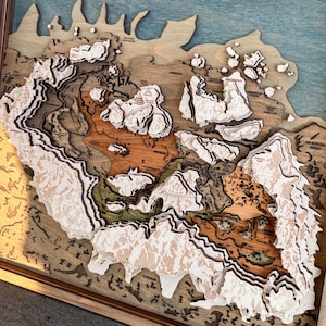 Skyrim 3D Wooden Map, Fantasy Game Room Wall Art, Gift for Him