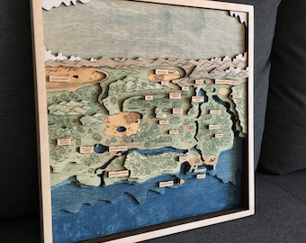 Stardew Valley Wooden Map, Laser Engraved Cozy Gamer Wall Art, Indie Game Decor, Gift for Her, Cottagecore Gaming Room Sign
