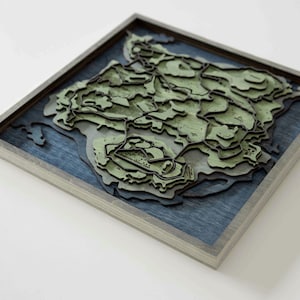 Houten 3D-kaart PUBG Erangel, gamerdecor, Battle Royale-cadeau, kunst aan de muur voor hem