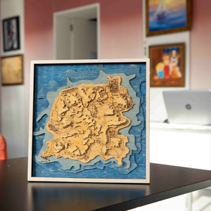 Mapa de Karakin de PUBG, arte mural de madera para juegos, decoración de habitación de Battle Royale, idea de regalo para gamers