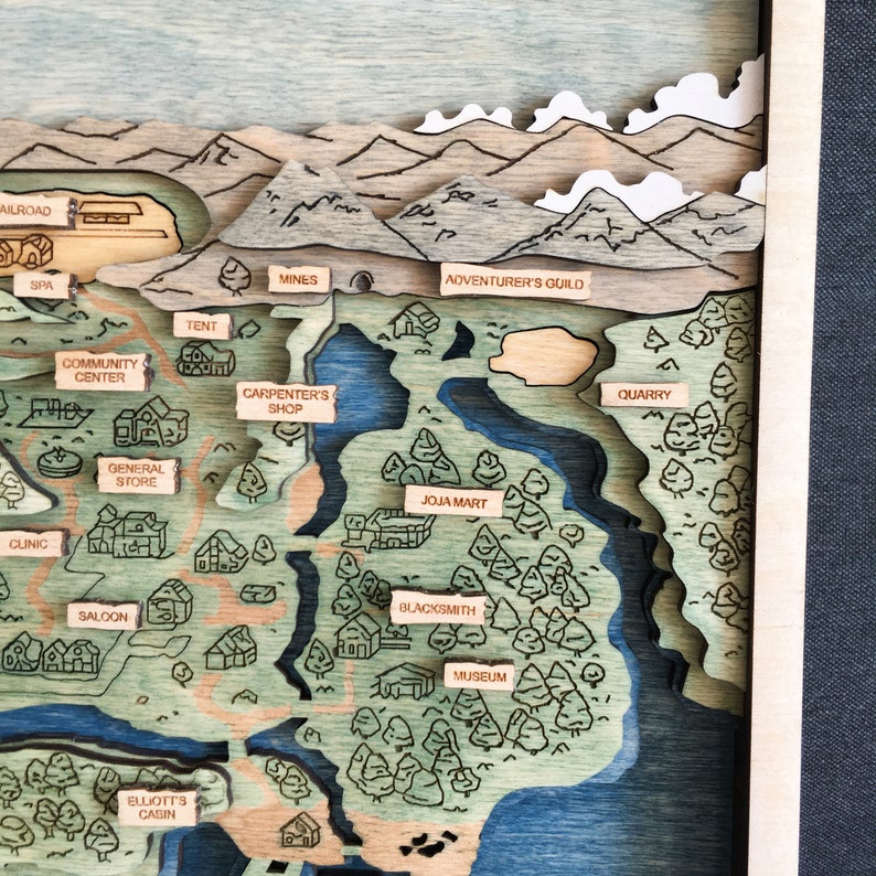 Stardew Valley Map 3D Game Map Fan Art Gift for Birthday - Etsy