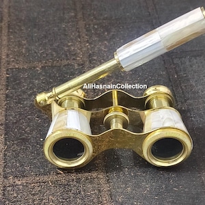 Brass Opera Glasses I Mother of Pearl Accents Binocular I Functional Vintage Opera Glasses I Grandfather Gift, Travel gift, Christmas Gift